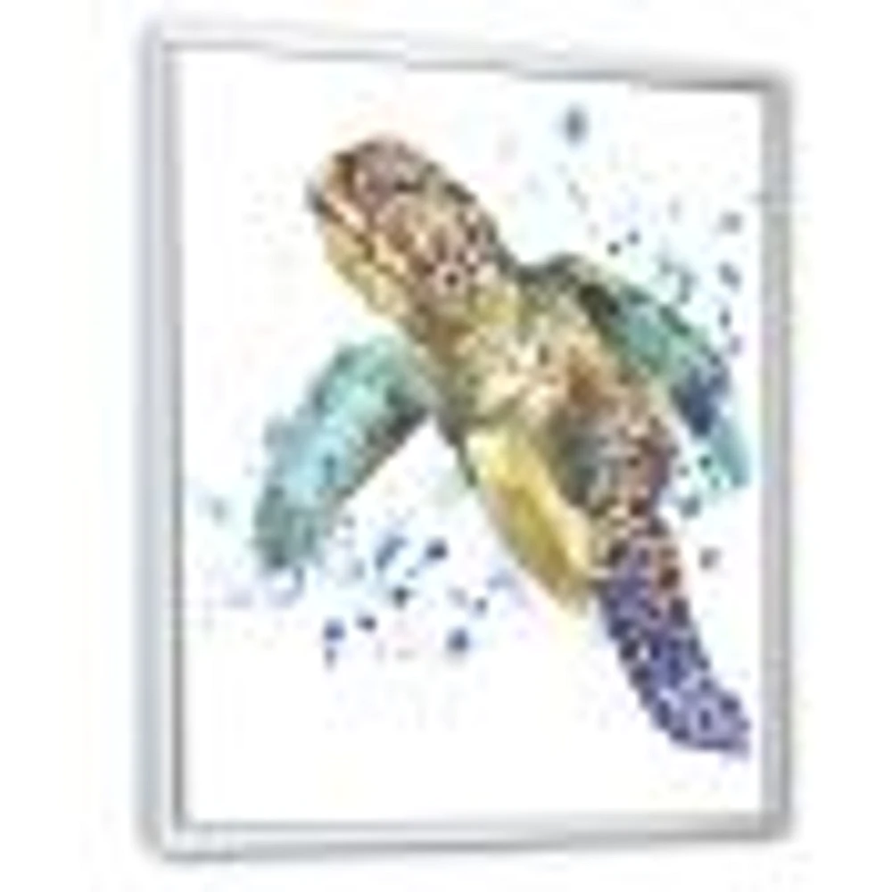 Blue Sea Turtle  Canvas Art Print