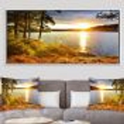 Beautiful View of Sunset over Lake Wall Artwork Print on Canvas