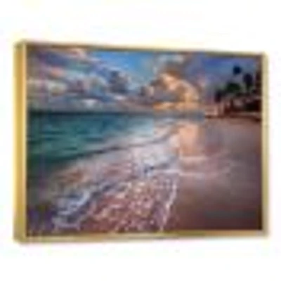 Palm Trees on Clear Sandy  Art Print Canvas