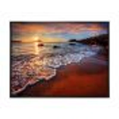 Stunning Ocean Beach at Sunset  Art Print on Canvas