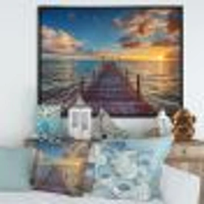 Brilliant Sunrise over Sea Pier  Canvas Wall Art