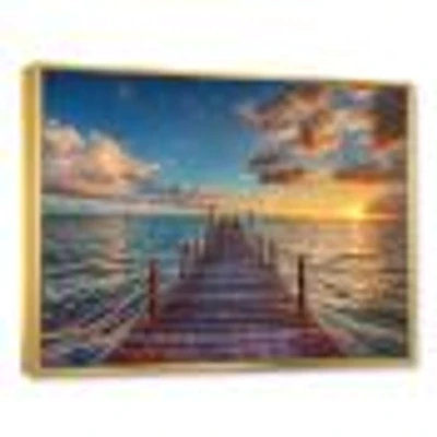 Brilliant Sunrise over Sea Pier  Canvas Wall Art