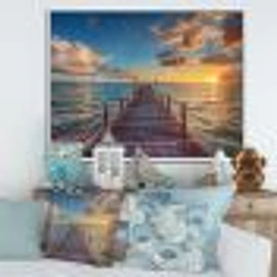 Brilliant Sunrise over Sea Pier  Canvas Wall Art