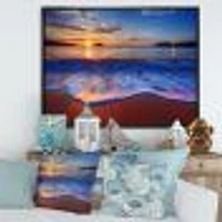 Blue Waves on Sandy Beach Wall Art