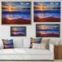 Blue Waves on Sandy Beach Wall Art