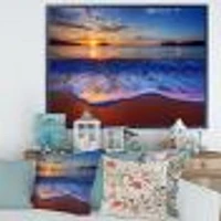 Blue Waves on Sandy Beach Wall Art