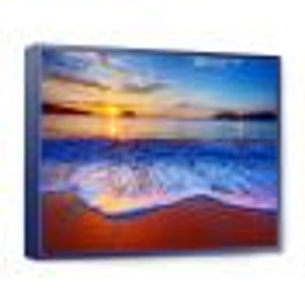 Blue Waves on Sandy Beach Wall Art