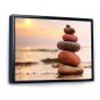 Stones Pyramid on Sand Symbolizing Zen  Wall Art