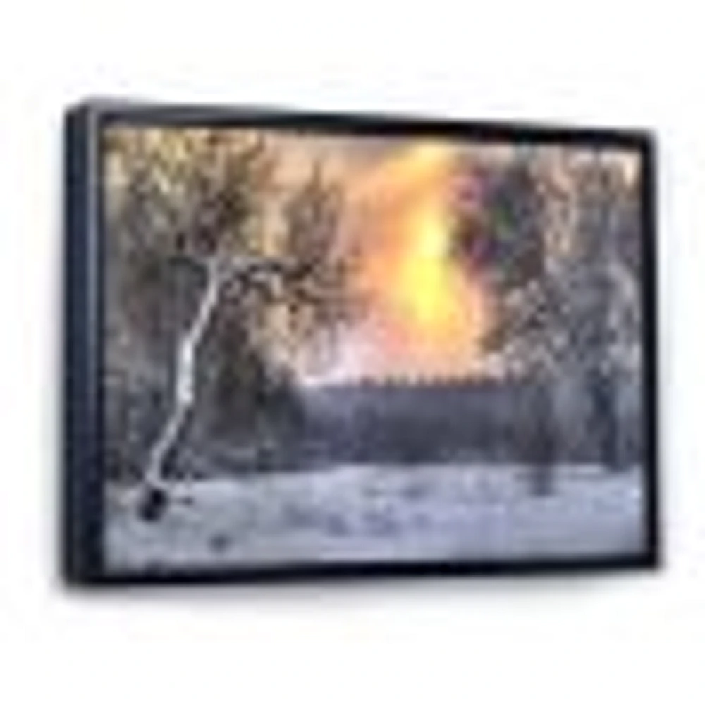 Winter Landscape with Yellow Sun  Wall Art