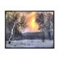 Winter Landscape with Yellow Sun  Wall Art