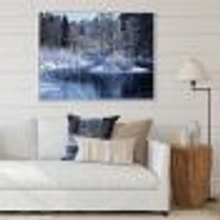 Winter Lake Deep Forest  Wall Art