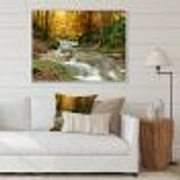 Forest Waterfall with Yellow Trees  Artwork Canvas Print