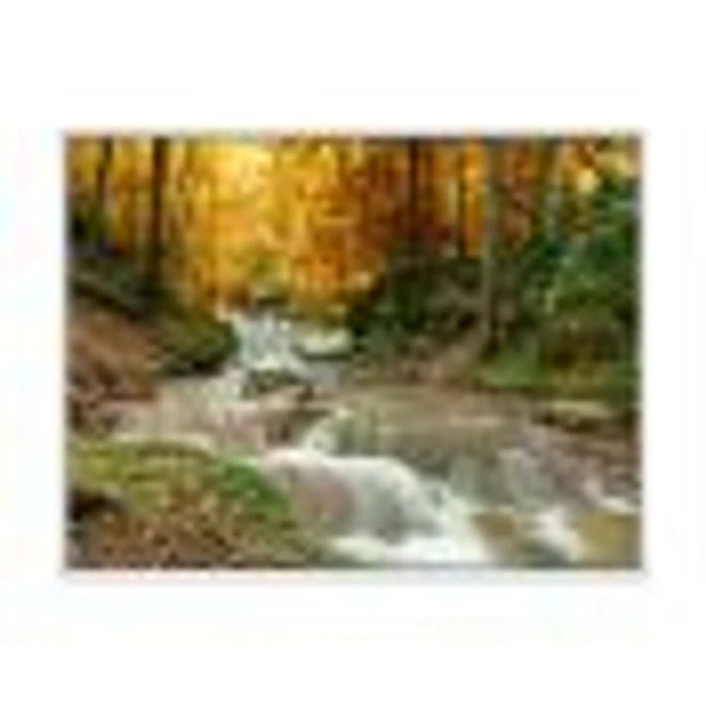 Toile imprimée « Forest Waterfall with Yellow Trees