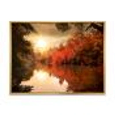 Colorful Fall Sunset over River  Artwork Canvas Print