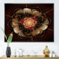 Dark Gold Red Fractal Flower Pattern  Wall Art