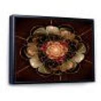 Dark Gold Red Fractal Flower Pattern  Wall Art