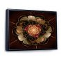 Dark Gold Red Fractal Flower Pattern  Wall Art