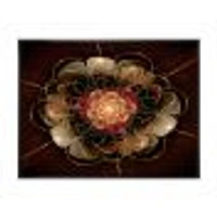 Dark Gold Red Fractal Flower Pattern  Wall Art