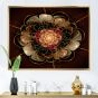 Dark Gold Red Fractal Flower Pattern  Wall Art