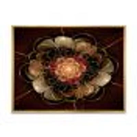 Dark Gold Red Fractal Flower Pattern  Wall Art