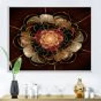 Dark Gold Red Fractal Flower Pattern  Wall Art