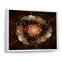 Dark Gold Red Fractal Flower Pattern  Wall Art