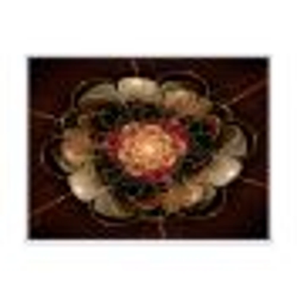 Toile « Dark Gold Red Fractal Flower Pattern »