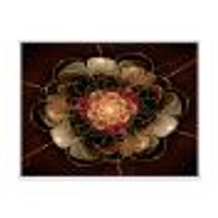 Toile « Dark Gold Red Fractal Flower Pattern »