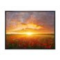 Poppy Field under Bright Sunset  Wall Art