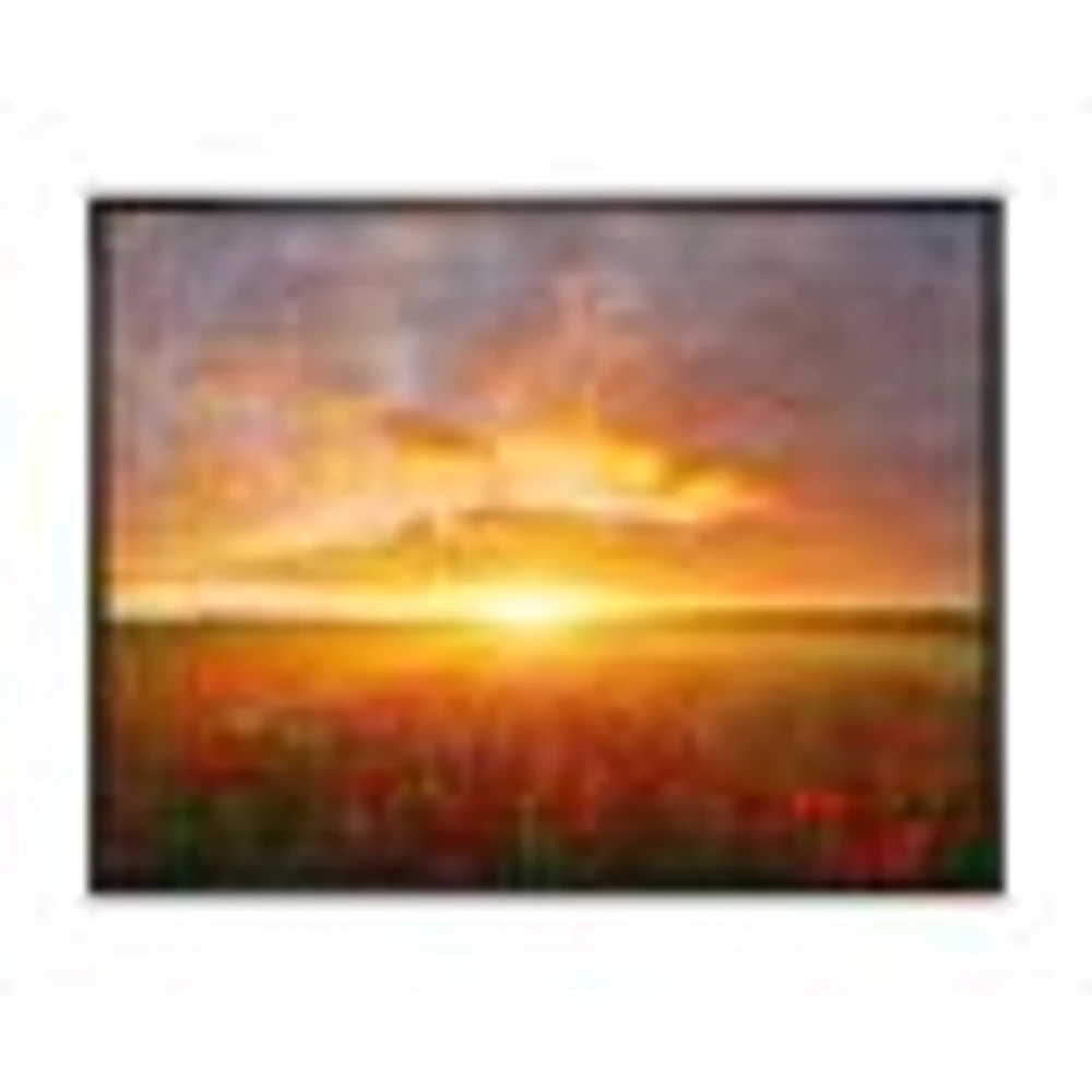 Poppy Field under Bright Sunset  Wall Art