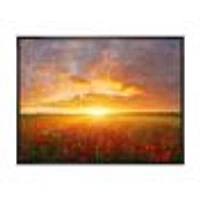 Toile « Poppy Field under Bright Sunset »