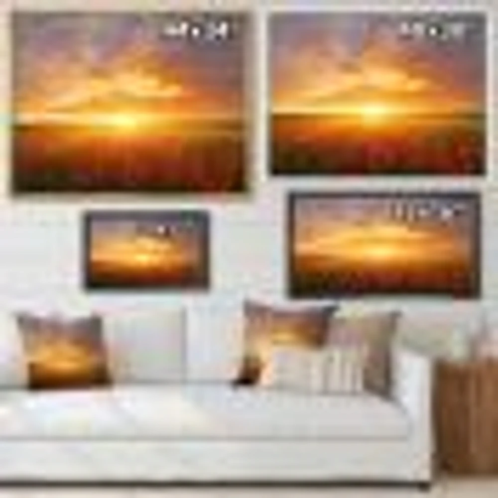 Poppy Field under Bright Sunset  Wall Art