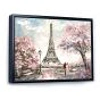 Toile imprimée « Eiffel with Pink Flowers »