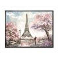 Toile imprimée « Eiffel with Pink Flowers »