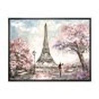 Toile imprimée « Eiffel with Pink Flowers »