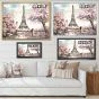 Toile imprimée « Eiffel with Pink Flowers »