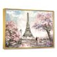 Toile imprimée « Eiffel with Pink Flowers »