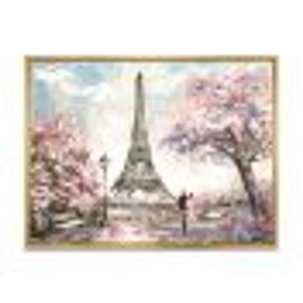 Toile imprimée « Eiffel with Pink Flowers »