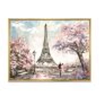 Toile imprimée « Eiffel with Pink Flowers »