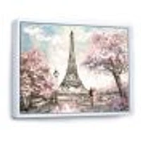 Toile imprimée « Eiffel with Pink Flowers »