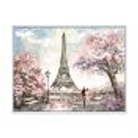 Toile imprimée « Eiffel with Pink Flowers »