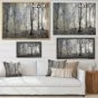 Dark Morning Forest Panorama  Canvas Wall Art Print