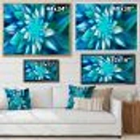 Huge Blue Fractal Flower  Wall Art