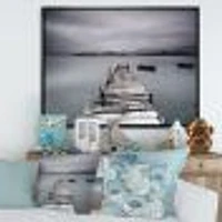 Pier and Boats at Seashore Wall Art