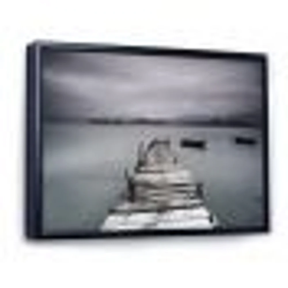 Pier and Boats at Seashore Wall Art