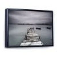 Pier and Boats at Seashore Wall Art