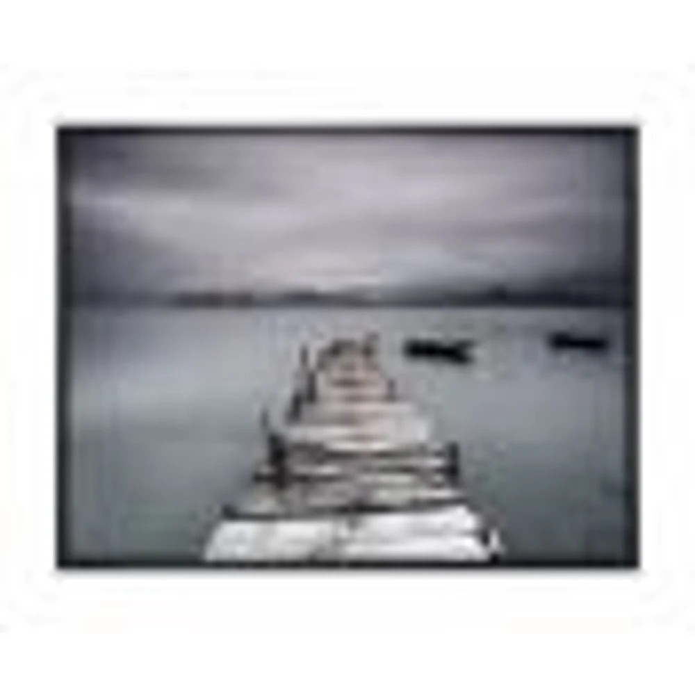 Pier and Boats at Seashore Wall Art