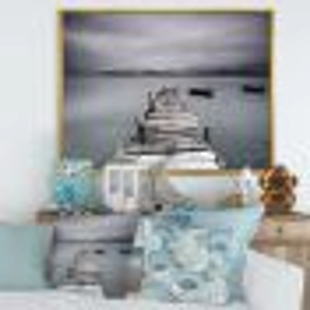 Pier and Boats at Seashore Wall Art