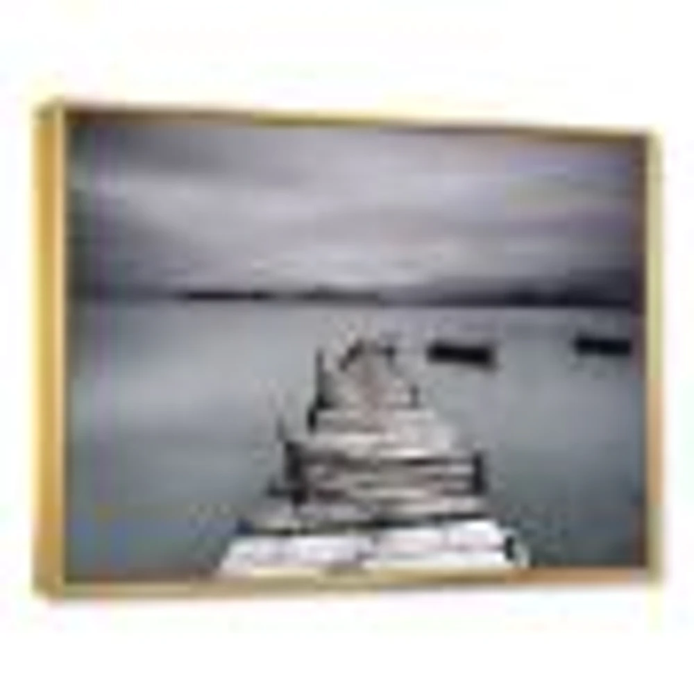 Pier and Boats at Seashore Wall Art