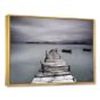 Pier and Boats at Seashore Wall Art